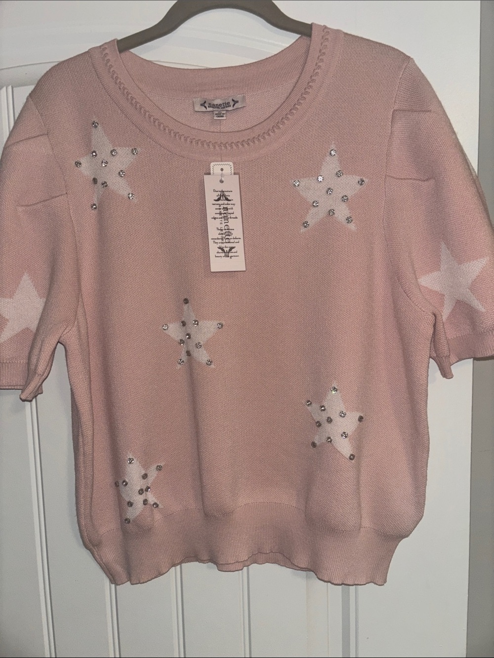 Nanette Lepore Pink Sweater with Star Studs